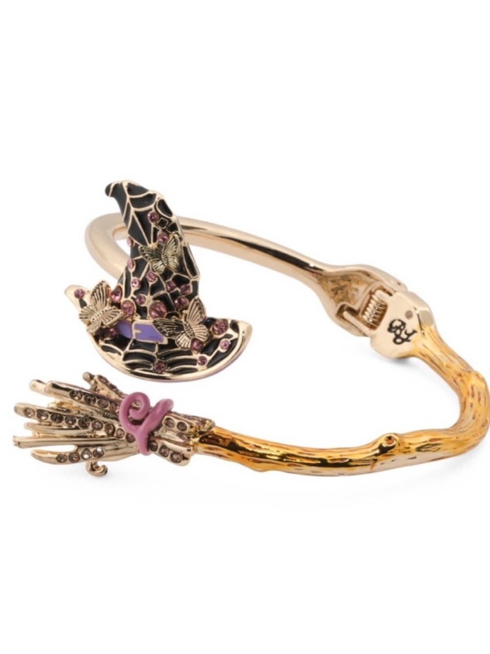 Betsey Johnson Witch Hat and Broom Cuff Bracelet - Purple & Pink Accents